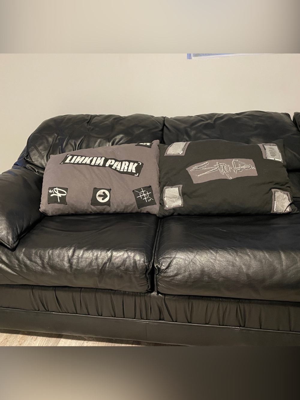 Vintage STAIND & LINKIN PARK Black grey up-cycled tee shirt pillows handmade